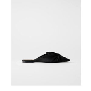 Zara Black Mules with Fabric Knot Size 7.5 Worn Once! Excellent Condition!